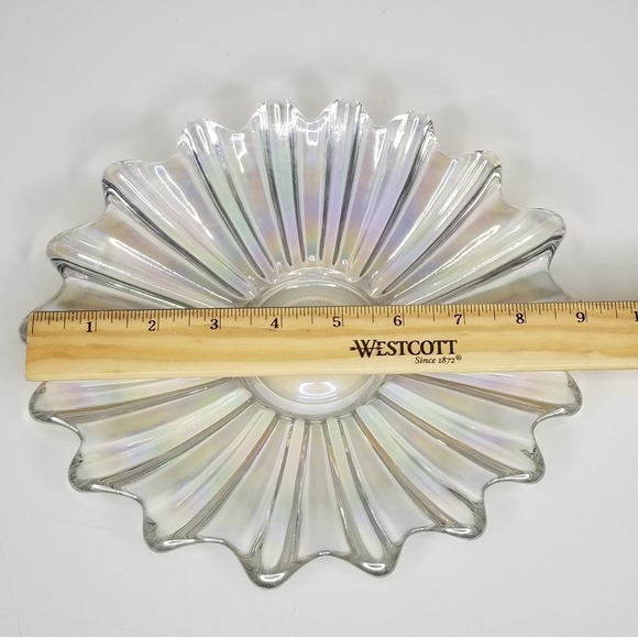 FEDERAL Iridescent Celestial Sunburst Center Serving Art Glass Bowl - Picture 5 of 8